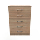 Dakar Ready Assembled Chest of Drawers with 5 Drawers  - Modern Oak