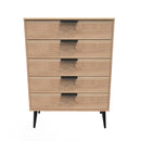 Helsinki Ready Assembled Chest of Drawers with 5 Drawers  - Bardolino Oak