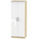 Copenhagen Ready Assembled Wardrobe with 2 Doors  - White Matt & Oak