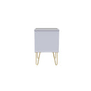 Glitz Ready Assembled Bedside Table with 2 Drawers  - White Matt & White