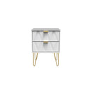 Glitz Ready Assembled Bedside Table with 2 Drawers  - White Matt & White