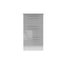 Copenhagen Ready Assembled Bedside Table with 3 Drawers  - Grey Matt & White