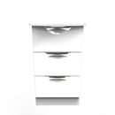 Cairo Ready Assembled Bedside Table with 3 Drawers  - White Gloss & White