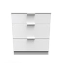 Paris Ready Assembled Deep Chest of Drawers with 3 Drawers  - White Matt