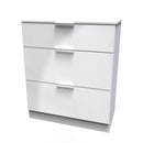 Paris Ready Assembled Deep Chest of Drawers with 3 Drawers  - White Matt