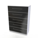 Wellington Ready Assembled Chest of Drawers with 5 Drawers  - Black Matt & White
