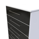Wellington Ready Assembled Chest of Drawers with 5 Drawers  - Black Matt & White