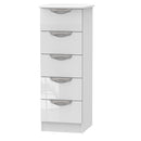 Cairo Ready Assembled Tallboy Chest of Drawers with 5 Drawers  - White Gloss & White