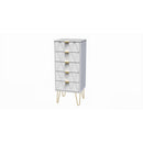 Glitz Ready Assembled Tallboy Chest of Drawers with 5 Drawers  - White Matt & White