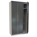 Wellington Ready Assembled Wardrobe with Triple Mirror  - Black Matt & White