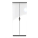 Cairo Ready Assembled Wardrobe with 2 Doors  - White Gloss & White