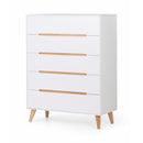 Alicia Chest of Drawers with 5 Drawers 90cm - White