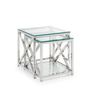 Miami Nest Of 2 Tables - Silver- Glass & Silver