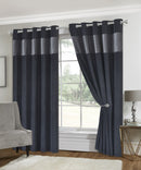 Lewis's Sophia Cut Velvet Eyelet Curtains - Charcoal