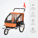 HOMCOM Collapsible Bike Trailer for Kids - Orange