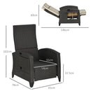 Outsunny Outdoor Recliner Chair w/ Cushion Rattan Reclining Lounge Chair