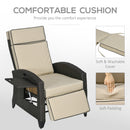 Outsunny Outdoor Recliner Chair w/ Cushion Rattan Reclining Lounge Chair