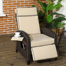 Outsunny Outdoor Recliner Chair w/ Cushion Rattan Reclining Lounge Chair
