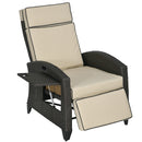 Outsunny Outdoor Recliner Chair w/ Cushion Rattan Reclining Lounge Chair
