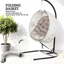 Outsunny Hanging Egg Chair Outdoor Indoor Swing Chair, Folding Basket