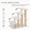 PawHut Pet Stair with 4-step Climb Ladder, Scratching Posts, White
