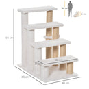 PawHut Pet Stair with 4-step Climb Ladder, Scratching Posts, White