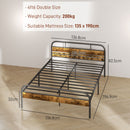 HOMCOM Double Bed Frame With Headboard, No Box Spring Needed, Rustic Brown