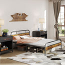 HOMCOM Double Bed Frame With Headboard, No Box Spring Needed, Rustic Brown