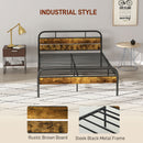 HOMCOM Double Bed Frame With Headboard, No Box Spring Needed, Rustic Brown