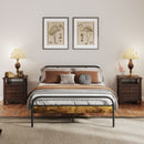 HOMCOM Double Bed Frame With Headboard, No Box Spring Needed, Rustic Brown