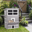 PawHut 3-Tier Wooden Kitten Shelter for Indoor, Outdoor - Grey