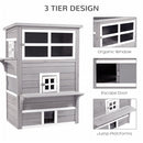 PawHut 3-Tier Wooden Kitten Shelter for Indoor, Outdoor - Grey