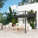 Outsunny 4x3(m) Metal Pergola Gazebo Patio Sunshelter Retractable Canopy Black
