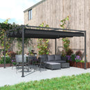 Outsunny 4x3(m) Metal Pergola Gazebo Patio Sunshelter Retractable Canopy Black