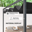 Outsunny 4x3(m) Metal Pergola Gazebo Patio Sunshelter Retractable Canopy Black
