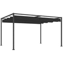 Outsunny 4x3(m) Metal Pergola Gazebo Patio Sunshelter Retractable Canopy Black