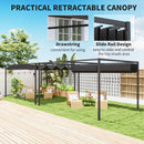 Outsunny 4x3(m) Metal Pergola Gazebo Patio Sunshelter Retractable Canopy Black