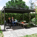 Outsunny 4x3(m) Metal Pergola Gazebo Patio Sunshelter Retractable Canopy Black
