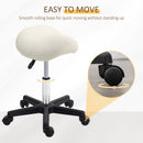 HOMCOM Saddle Stool Adjustable Rolling Salon Chair for Massage Spa Beauty White