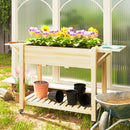 Outsunny Wooden Raised Planter with Lockable Wheels, Liner, Carbonised