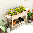 Outsunny Wooden Raised Planter with Lockable Wheels, Liner, Carbonised