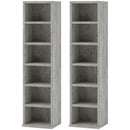 HOMCOM Set of 2 CD Storage Units with Adjustable Shelves Cement Grey