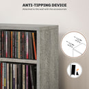 HOMCOM Set of 2 CD Storage Units with Adjustable Shelves Cement Grey