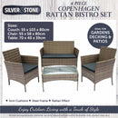 Copenhagen 4 Piece Rattan Bistro Set