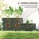 Outsunny 2-Tier Galvanised Raised Garden Bed with Safety Edging