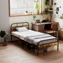 HOMCOM Single Bed Frame With Headboard, No Box Spring Needed, Rustic Brown