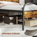 HOMCOM Single Bed Frame With Headboard, No Box Spring Needed, Rustic Brown