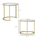 HOMCOM 2 Pcs Coffee Table with Faux Marble Side Accent Tables White