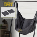 Outsunny Patio Hammock Chair w/ Stand, Hanging Chair w/ Cushion, Armrest