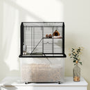 PawHut Hamster Cage, Three-Tier Gerbil Cage w/ Deep Bottom, Ramp, Food Dish